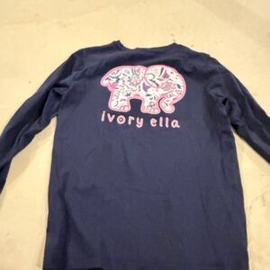 Ivory Ella Kids Navy Long Sleeve Tee with Elephant Design